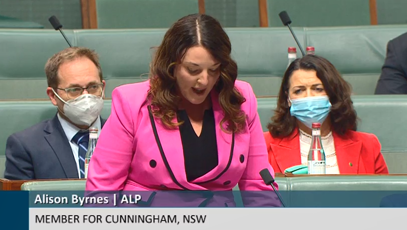 ALISON BYRNES MP QUESTION TO MINISTER O'CONNOR Main Image